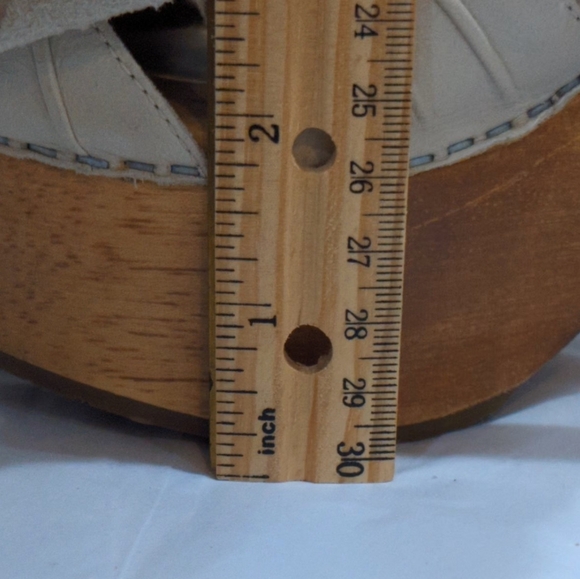 Anthro Miss Albright Platform Sandals, Cream Leather - Picture 11 of 13